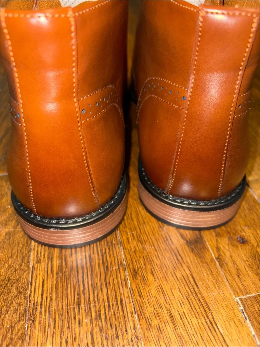 BRAND NEW! Men's Cognac Leather Lace-Up Boots